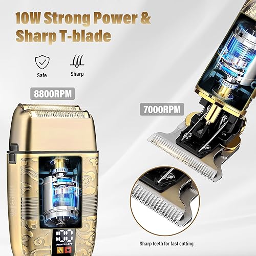 Miniatura 10 de Saoilli Cortadora de pelo profesional para hombres cortapelo para hombres juego de afeitadora de pelo de nariz cortaúñas de barbero inalámbricas