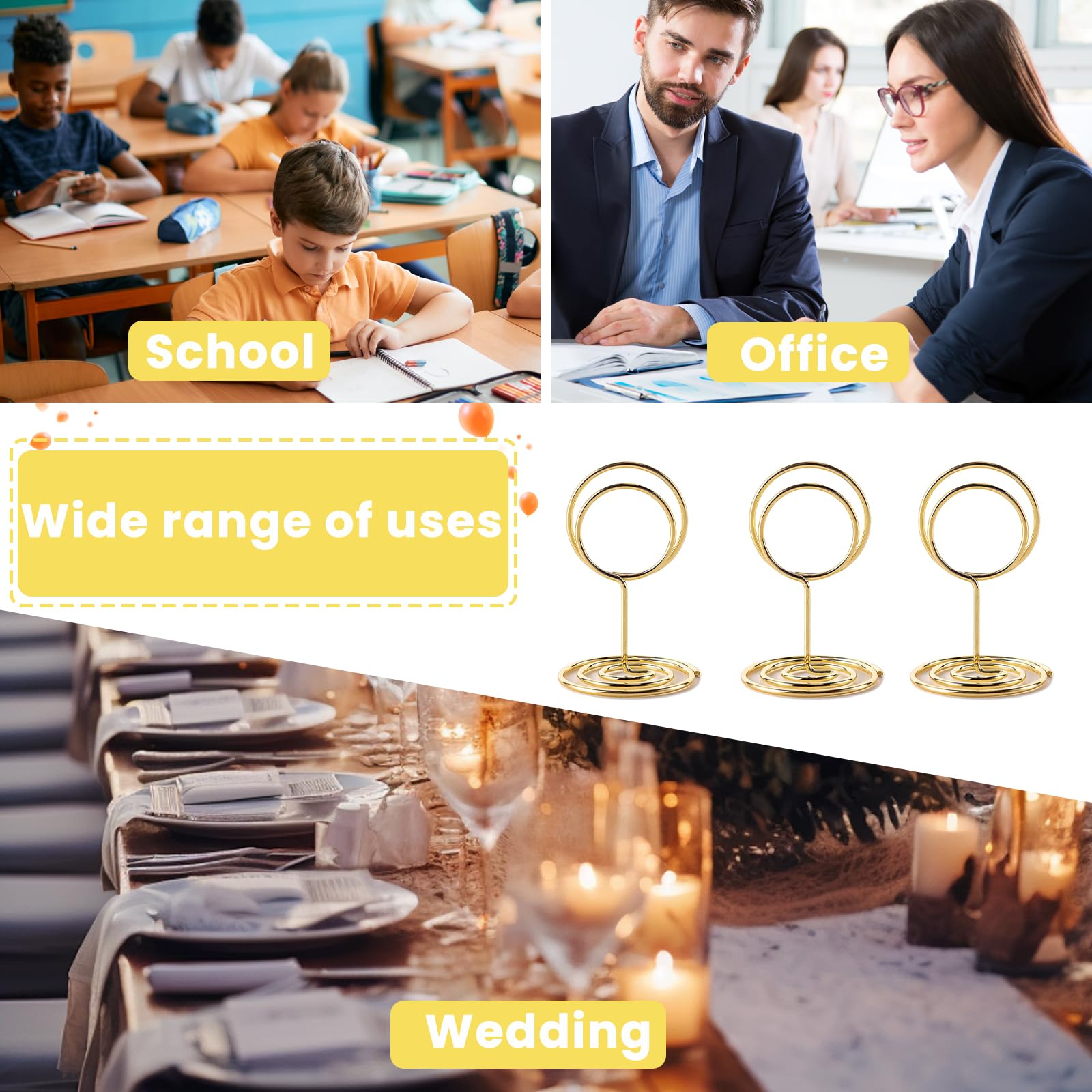 Supporto Segnaposto Tavolo Oro 24 Pezzi, Porta Memo Clip per Matrimoni Carte Biglietti da Visita