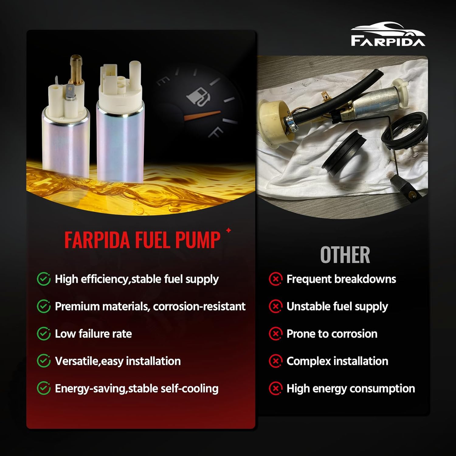 880596T55 & 880596T58 High & Low pressure fuel pump for Mercury Marine Outboard Optimax DFI Pro XS Racing XS Optimax 75-300HP Engines 2003-2024 Replaces 888733T02, 888725T02