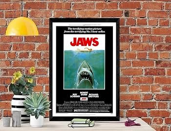 Amazon.co.jp: 【フレーム付-黒-】 映画ポスター ジョーズ JAWS