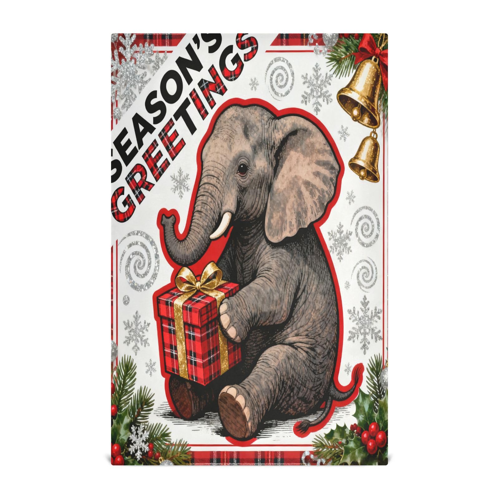 Paños de cocina de Navidad con elefantes y cuadros para decorar y secar tus platos estas fiestas