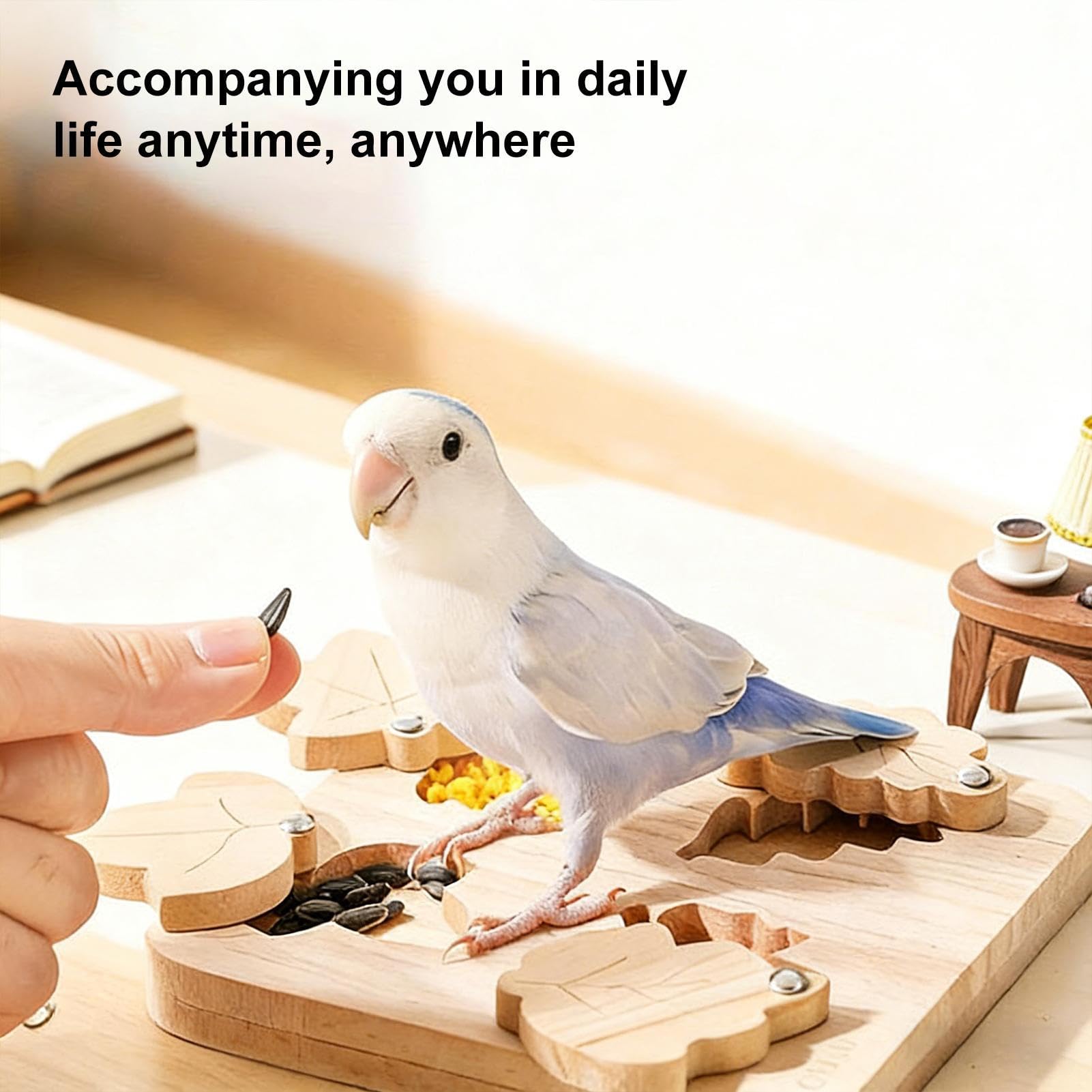 Bird Puzzle Feeder | Interactive Boredom Relief Toy, Wooden Foraging Board Encouraging Slow Eating Mental Stimulation Parakeet Cockatiel African Grey Conure Enrichment Accessory - image 3