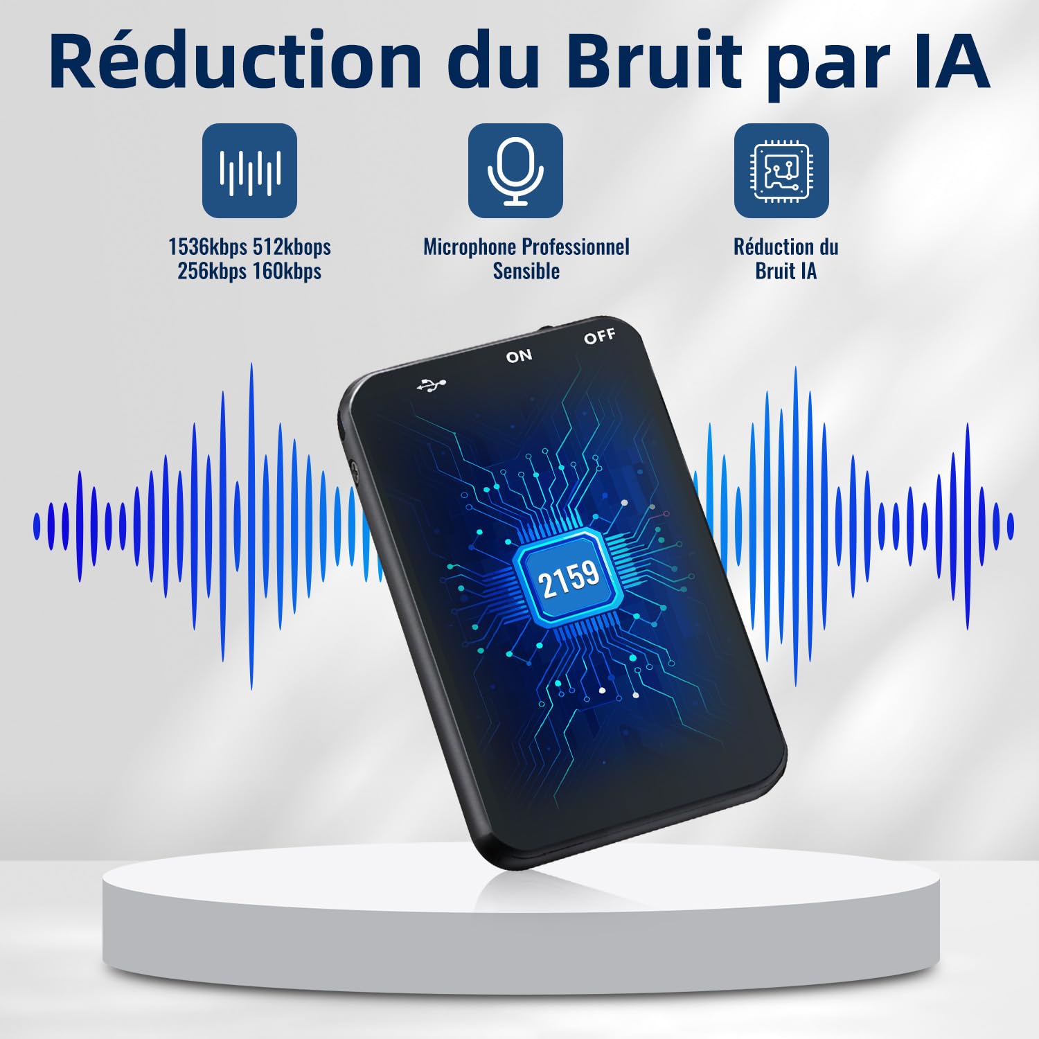 Enregistreur Vocal, Vandlion Mini Enregistreur HD avec 40 Heures Autonomie, USB C Dictaphone avec Réduction de Bruit pour Réunions Entretiens Conférences Cours Interviews (Seulement 5 mm)