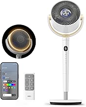 Dreo Smart Fan for Bedroom, 120° +120° Omni-Directional Oscillating Fans, 90ft Quiet Pedestal Fan with RGB Light, 9 Speed...