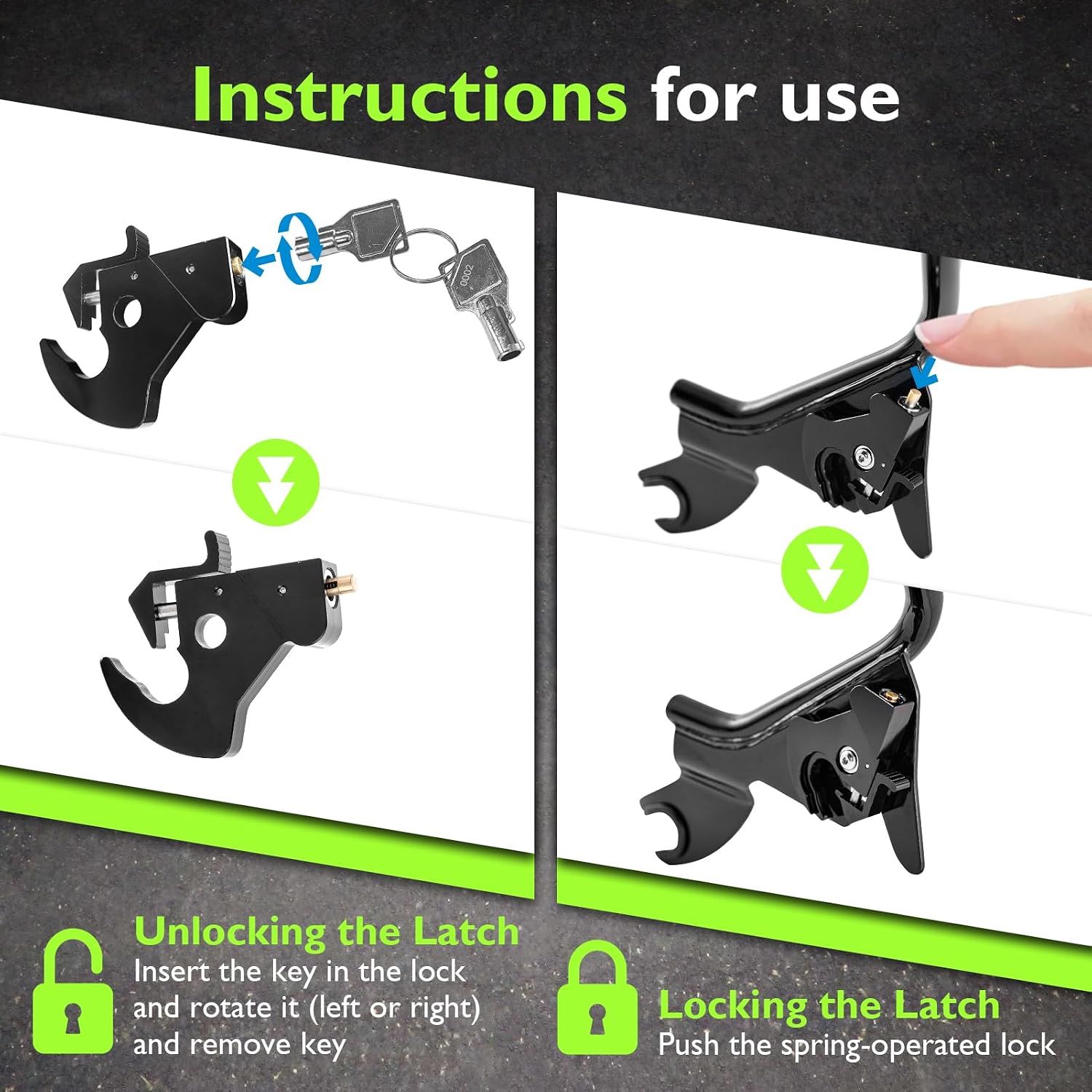 Mofun Detachable Locking Rotary Docking Latch Clips with Keys, Sissy Bar Luggage Rack Mounting Docking Latch Compatible with Harley Touring Dyna Softail Sportster 1984-2025, Black