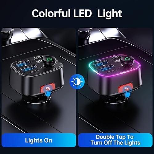 Vista 27 de Syncwire Bluetooth 5.3 Transmisor FM Adaptador de coche 48W (PD 36W y 12W) [Interruptor de luz] [Bajo Profundo HiFi] [Carga Rápida] Adaptador