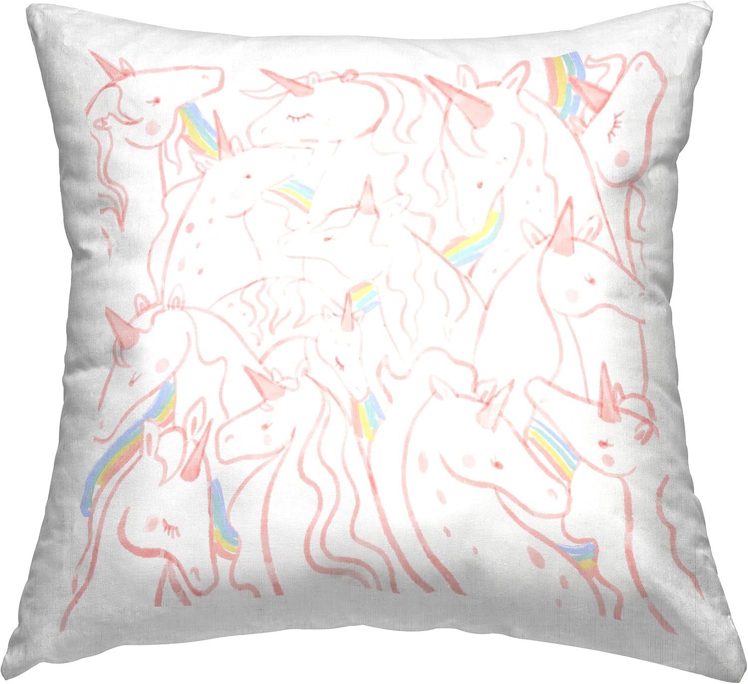 Stupell Industries Pastel Magical Unicorn Rainbow Pink Kids Pattern Design by Daphne Polselli Throw Pillow, 18 x 18