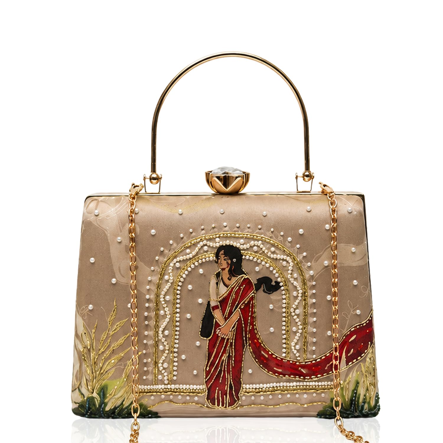 artklim Embroidery Clutch Bag For Women With Handle and Detachable Strap | Wedding Clutch for Women-picture-24