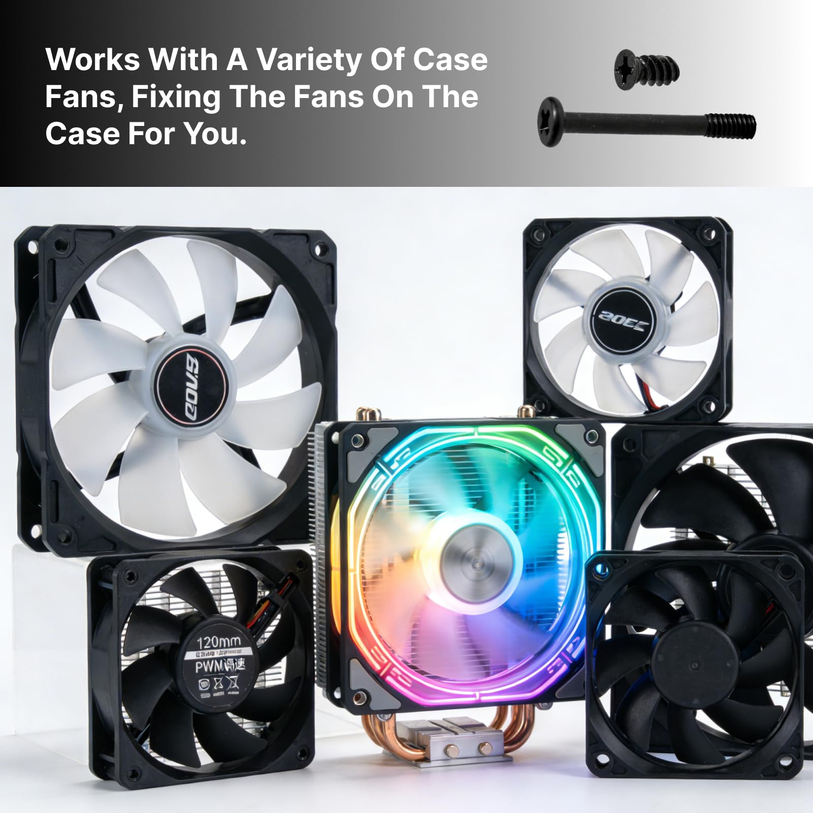 Lote de 80 Tornillos para Ventilador y Caja de PC–M5 x 10 mm y 6-32 x 30 mm en Acero al Carbono,Tornillos Autorroscantes para Radiador, Refrigeración Líquida y Montaje de Ventiladores de Ordenador — view 6
