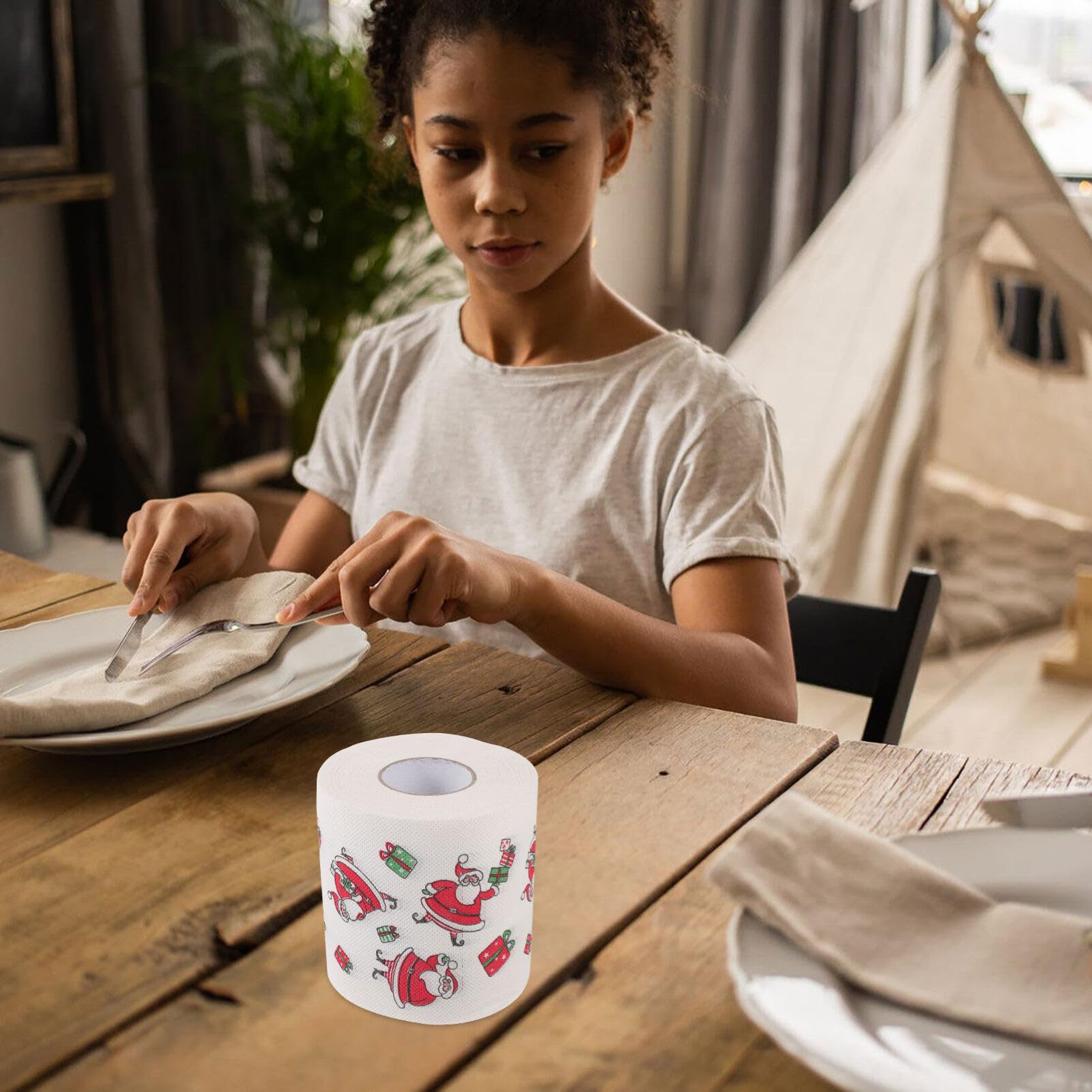 iplusmile 5rouleaux Papier Toilette Noël Serviettes Table Jetables Essuie-Tout Fête