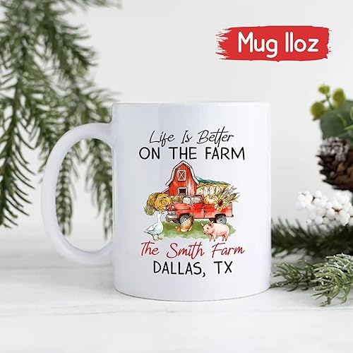Miniatura 4 de Custom Farmer Name Coffee Mugs Life Is Better On The Farm Mugs Funny Farming Mug Cup Gifts For Farmer Couple Husband Wife Personalized Farmer Cups