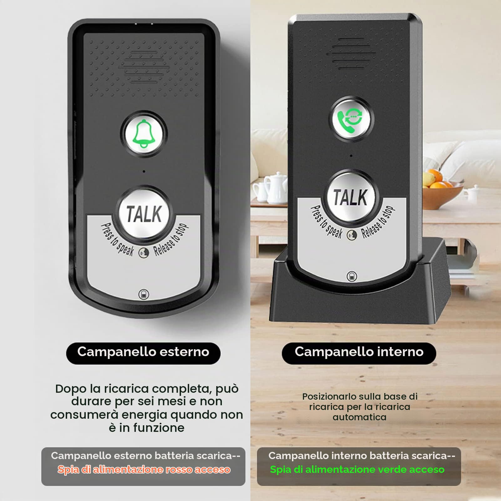 Campanelli interfonici wireless - di comunicazione bidirezionale a lunga distanza con design impermeabile IP54 per uso domestico e alberghiero