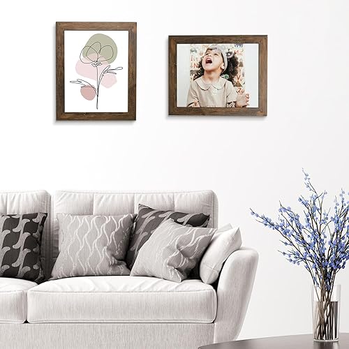 Miniatura 4 de Golden State Art, Portarretratos de 11 x 14 pulgadas, estilo de grano de madera campestre, moldeado amplio, ganchos traseros para exhibición de