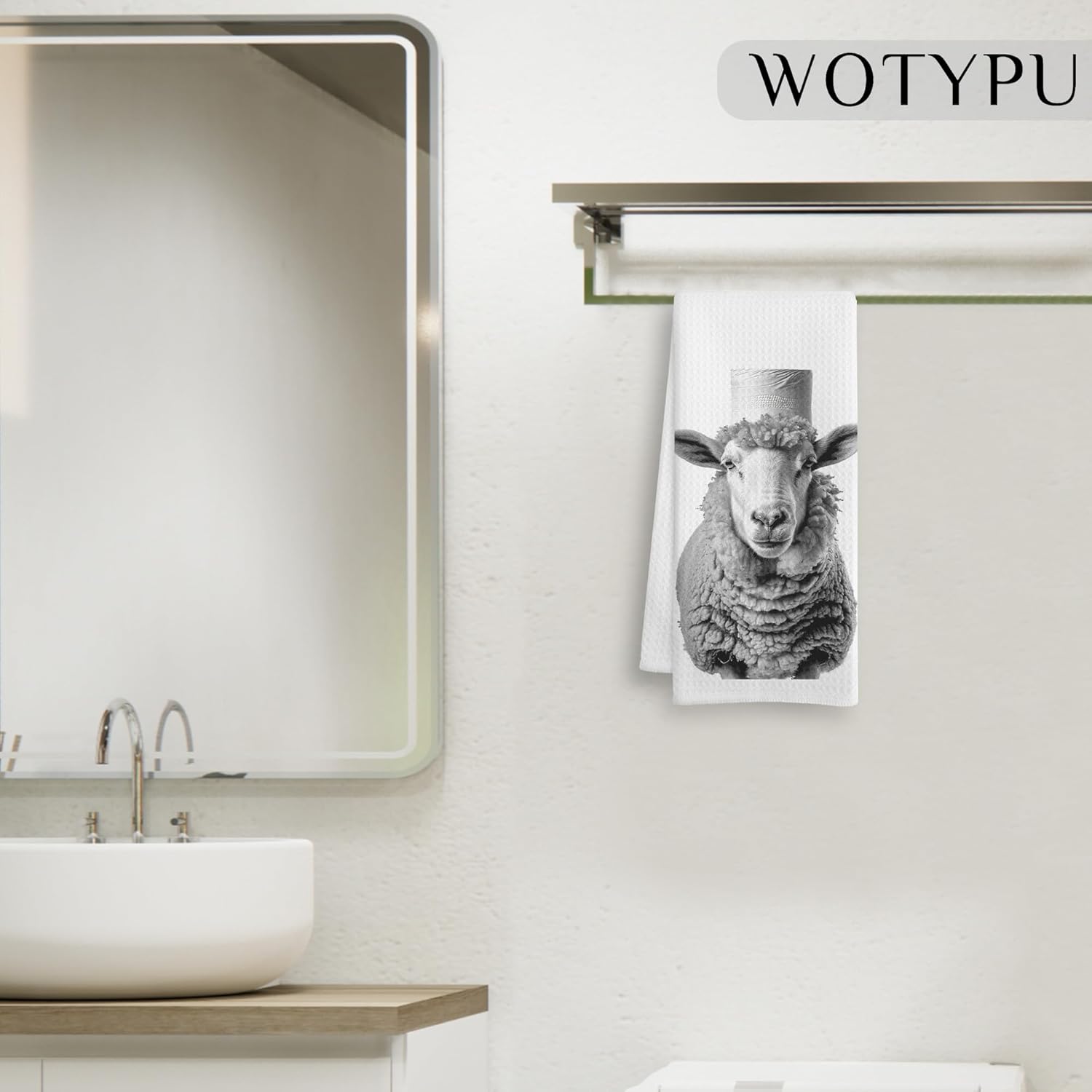 Funny Sheep Gifts Hand Towels for Bathroom, Kids Bathroom Decor, Sheep Lover Gifts Decorative Hand Towels for Kids Guest Bath Room Washroom Power Room Vanity Half Bath, 16X24 Inch - Image 5