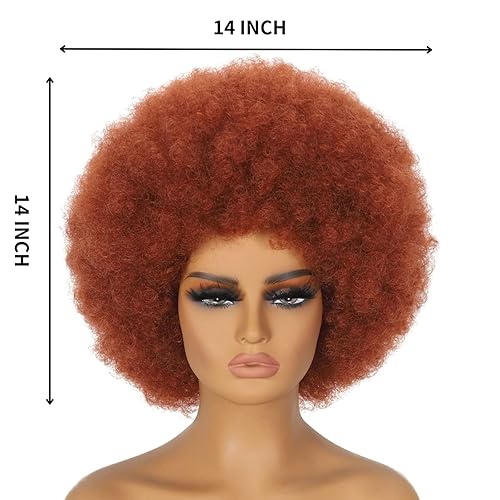 Miniatura 2 de MYCNIMY Auburn - Pelucas afro para mujeres negras, peluca afro rizada corta de los años 70, grande, con volumen y suave de aspecto natural, para