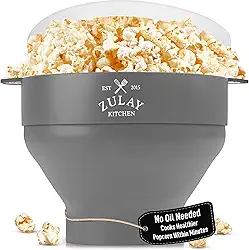 Zulay Kitchen Grande Pipoca para Micro-ondas - Livre de BPA, Silicone, Cinza