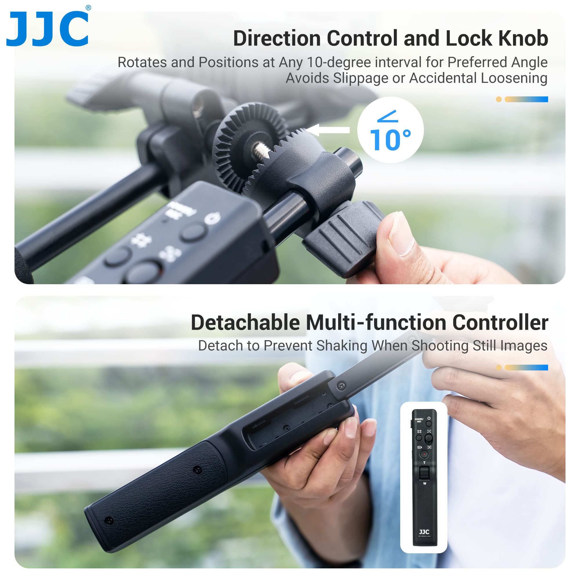 JJC Caméra Trépied Télécommande pour Sony FDR-AX53 HDR-CX405 A9III etc, Poignée de Trépied Universelle pour Multi/Lanc Caméra/Caméscope
