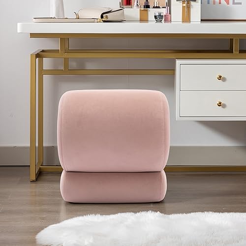 Miniatura 6 de Hdxdkog Taburete otomano de terciopelo en forma de S, moderno reposapiés, silla de maquillaje debajo del escritorio, asiento adicional tapizado para