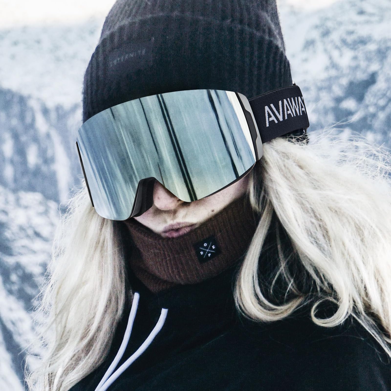 AVAWAY Masque de Ski Homme Femme Lunettes de Lentille Magnétique UV Protection Remplaçable, Résistant à l'eau, au Brouillard et au Vent, Solide et sûr, Ski Snowboard Autres Sports Hiver