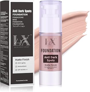 Anti-Dark Spot Liquid Foundation - Collagen Serum Foundation Infused with 2% Niacinamide, High Coverage For A Smooth & Satin Finish, 107 Light