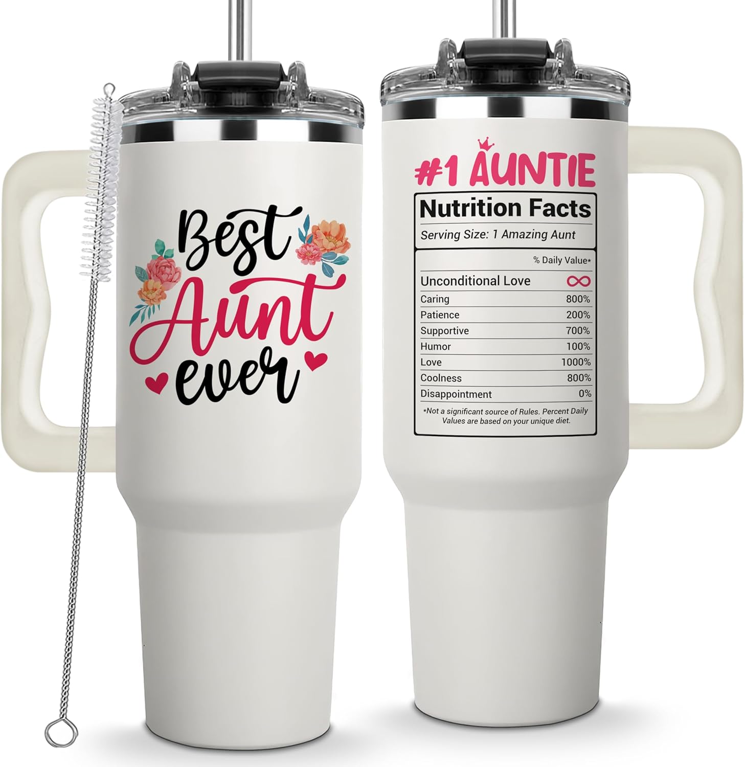 Vivulla68 Best Aunt Ever Tumbler 40Oz With Handle, Aunty Gifts from Niece Nephew, Best Auntie Ever Present, Aunty Cup, Funny Drinking Cups Ideas For Her, Gift for Auntie