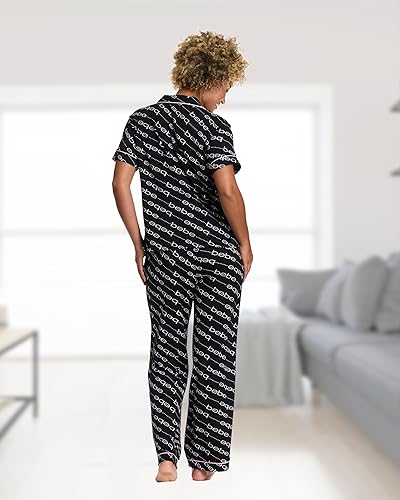 Miniatura 4 de bebe Conjunto de pijama de dama de honor de 2 piezas para mujer, camisa y pantalones de manga corta con botones