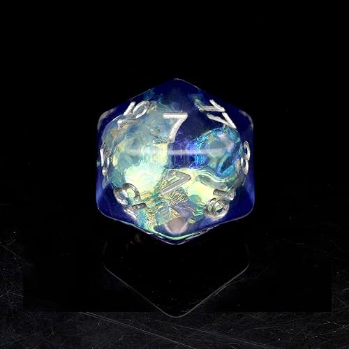 Miniatura 5 de Haxtec Juego de dados DND de resina, 7 piezas de dados poliédricos de Mylar iridecentes azules transparentes compatibles con juegos de dados de rol