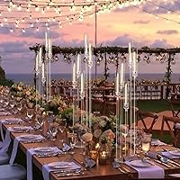 Vista 9 de Centros de mesa acrílicos de 5 brazos para bodas, candelabros de piso con pantalla extraíble para fiesta de Navidad, chimenea, día de San Valentín