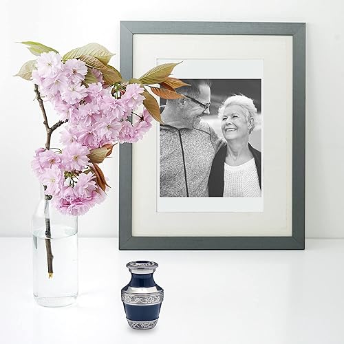 Miniatura 5 de Urnas pequeñas para recuerdo de cenizas humanas  Juego de 1 en azul marino  Mini urnas de cremación  Urna conmemorativa para cenizas con funda,