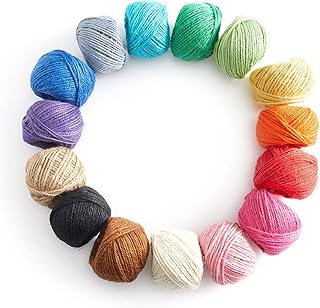 AHOMAME Jute Twine Rope for Crafts, 15 Rolls Colorful 2mm Hemp Twine String for Gift Packing, Bakery Boxes Wrapping, Plant Hanging, Artworks, Butcher Twine, Bakers Twine and Christmas Tree Decoration