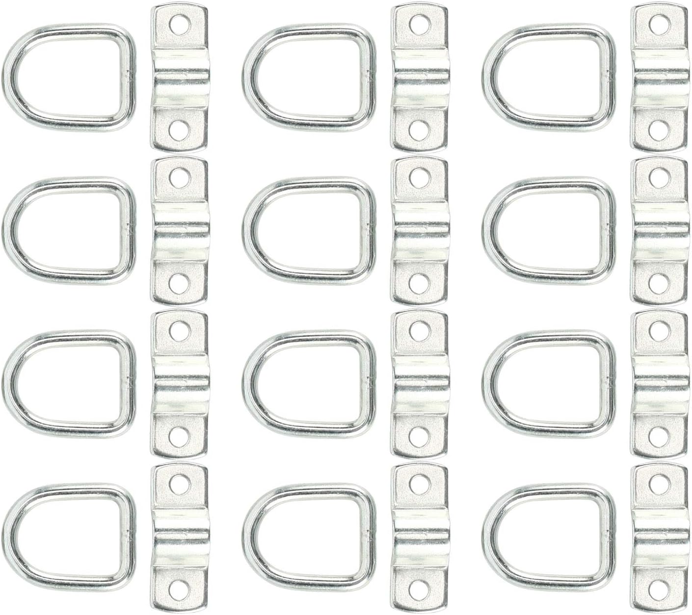 DasMarine D-Ring Tie Downs, 1/4" D-Rings Anchor Lashing Ring for Loads on Trailers Trucks RV Campers Vans ATV SUV Boats Motorcycles etc Vehicles, 1200 Pound Capacity per Ring (12)
