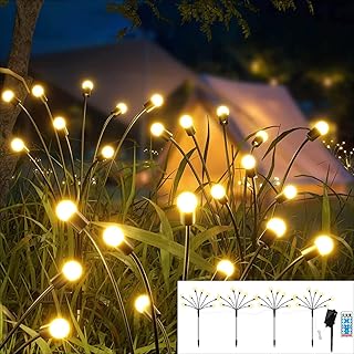 ZEYXINH 8 LED Upgraded Solar Lights Outdoor Waterproof,Firefly Lights Outdoor Solar with Remote Control 8 Modes,Wind Dancing Solar Lights Solar Garden Lights,Patio Lights,Garden Decor, WarmYellow