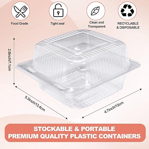 Miniatura 2 de 100 recipientes de plástico transparente para llevar, recipientes de alimentos de plástico transparente con bisagras, recipiente desechable para