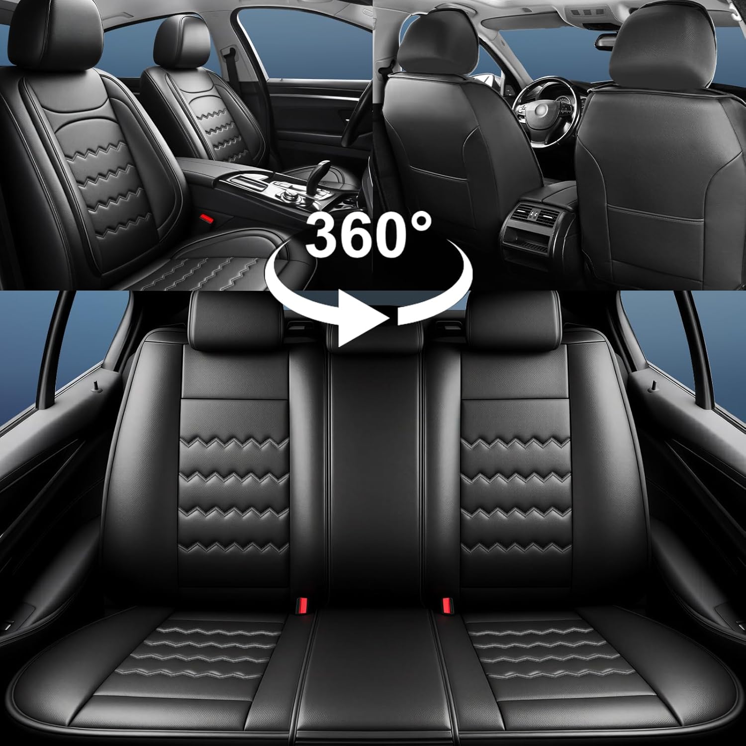 Santa Fe Car Seat Covers Custom Fit for Hyundai Santa Fe 2007-2026, Full Coverage Leather Waterproof Breathable Seat Covers, Automotive Seat Protectors, Airbag Compatible(2 Front Seats, Black)