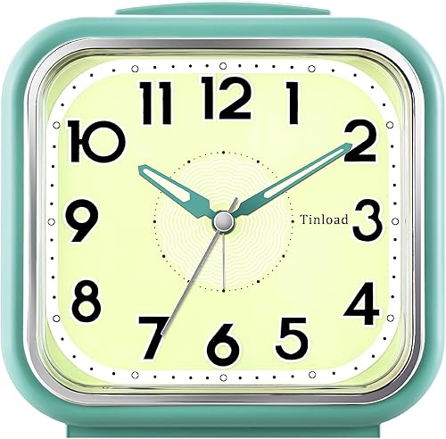 Reloj despertador analógico grande de 5.5 pulgadas, silencioso, sin tictac, esfera que brilla en la oscuridad, despertador suave, sonidos de pitido,