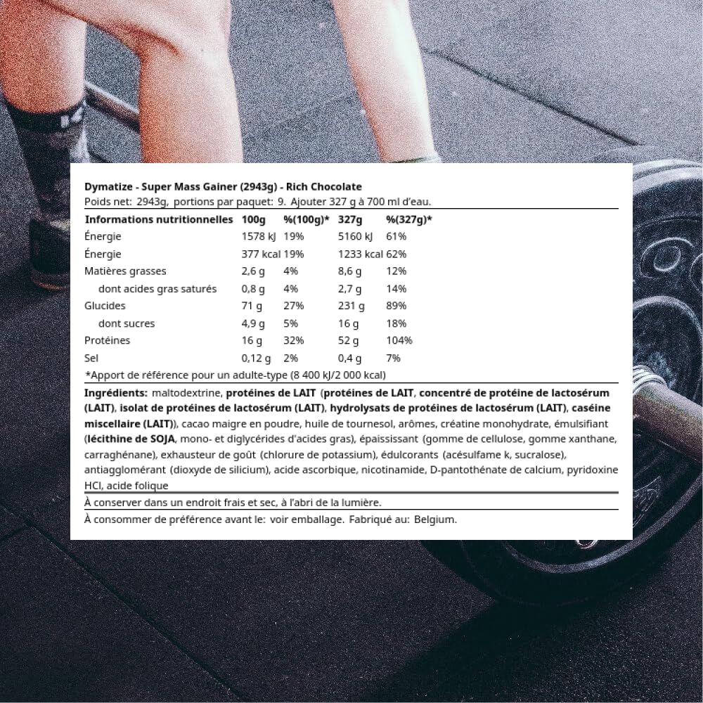 Dymatize Super Mass Gainer Rich Chocolate 2,9kg - Polvo Para Ganar Peso + Carbohidratos, BCAA y Caseína