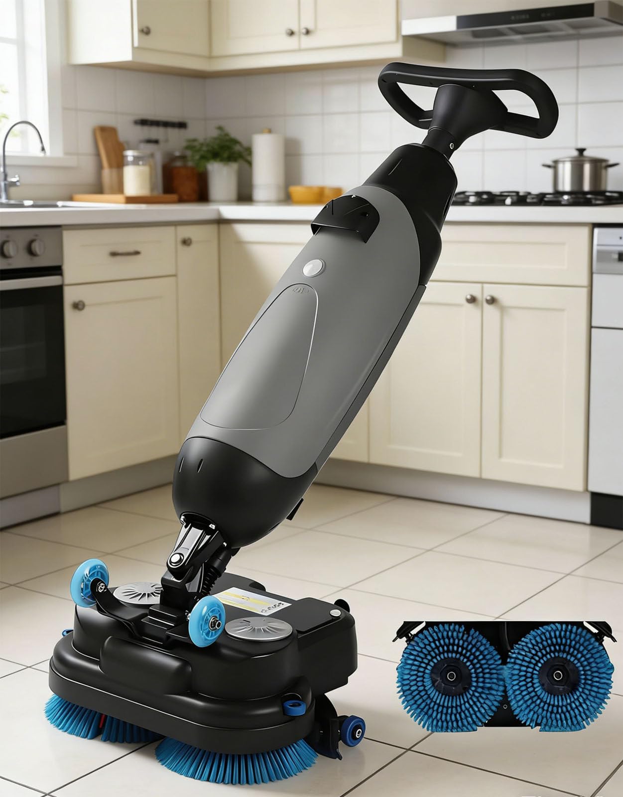 Elektrische Bodenreinigungsmaschine, 3-in-1 Hand-Schubreiniger für gewerbliche und private Nutzung