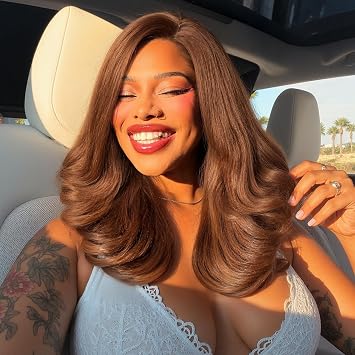 WIGNEE Curly Wave Ginger Wig for Women Lace Front Yaki Straight Body Wave