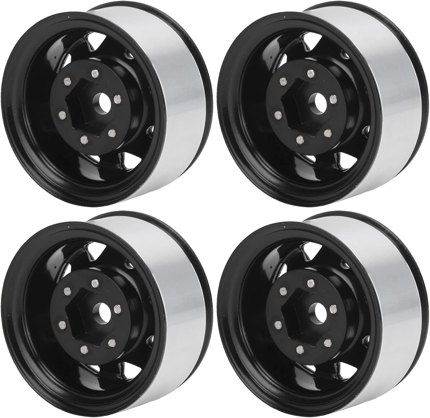 VGEBY Beadlock Wheel Rims, 4 Pcs 1.55 Inch Beadlock RC Wheel Rim Hubs Universal RC Crawler Rims Fit for AX90069 Crawlers(Black) 1.55 Beadlock 1.55 Beadlock Wheels 1.5 Beadlock