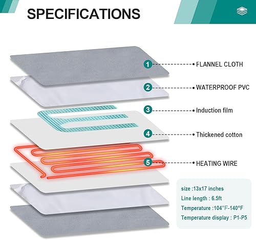 Miniatura 5 de Almohadilla térmica inteligente para gatos con activación por presión Cama térmica para perros con temperatura ajustable con temporizador - 13x17