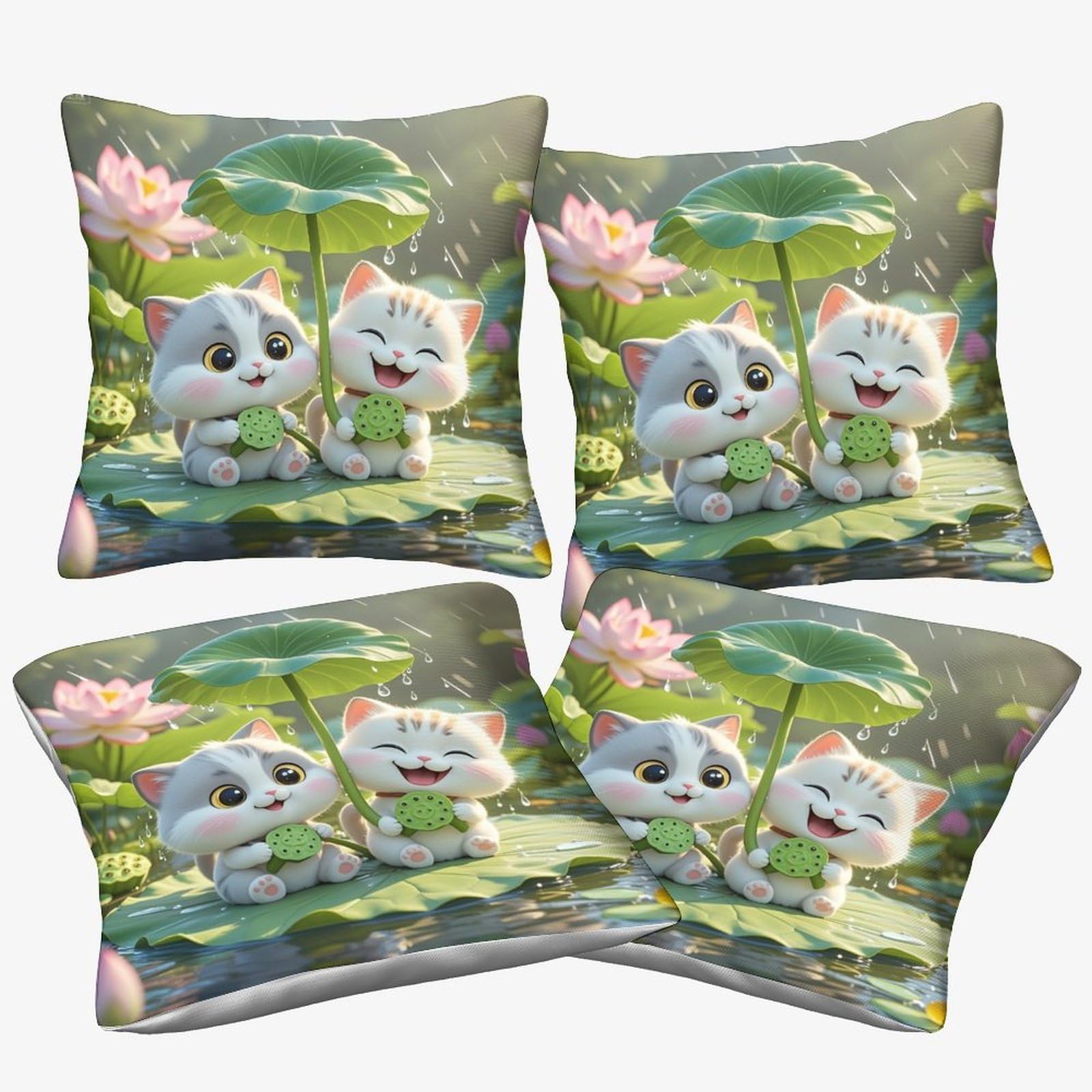 Housses de coussin anti-poussière lot de 4 taies carrées canapé et lit