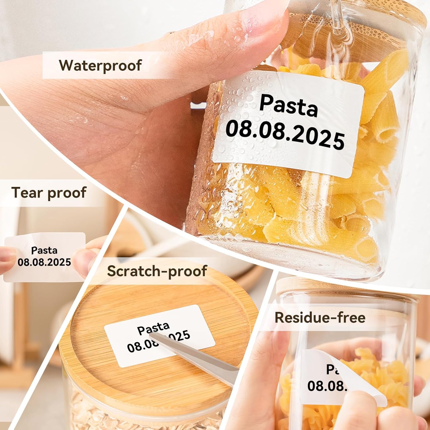 3 rotoli di etichette nome per etichettatrice NIIMBOT B1, B21, B31 e B21 Pro (34 x 34 mm, 40 x 20 mm e 40 x 15 mm), etichette termiche personalizzabili per casa, scuola e ufficio