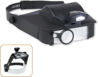 Carson LumiVisor Head Magnifier - Black Head Visor with LED Lighted Magnifier (2x/3x/5x/6x) (LV-10)