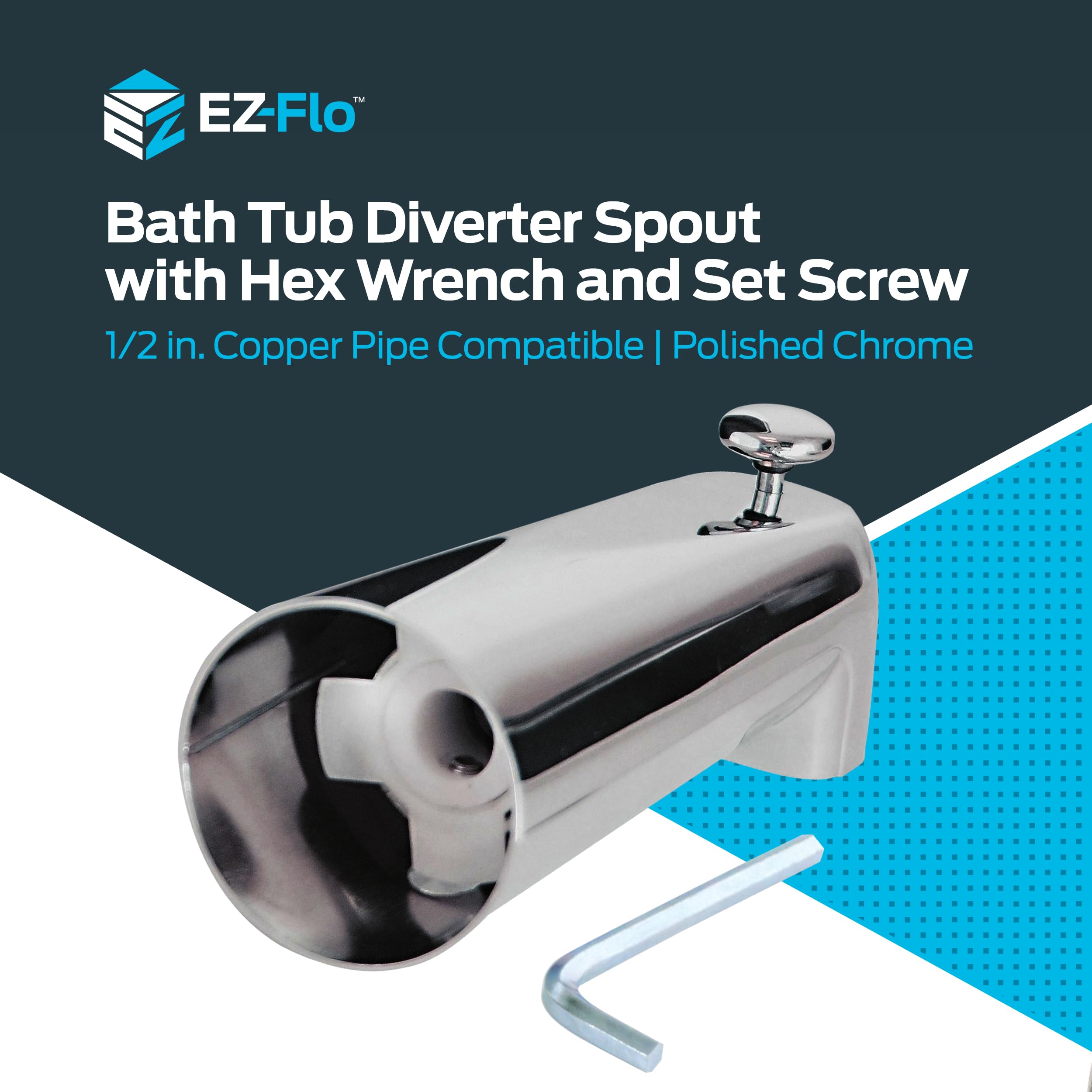 EZ-Flo 7 Inch Slide-On Zinc Bath Tub Diverter Spout with Set Screw