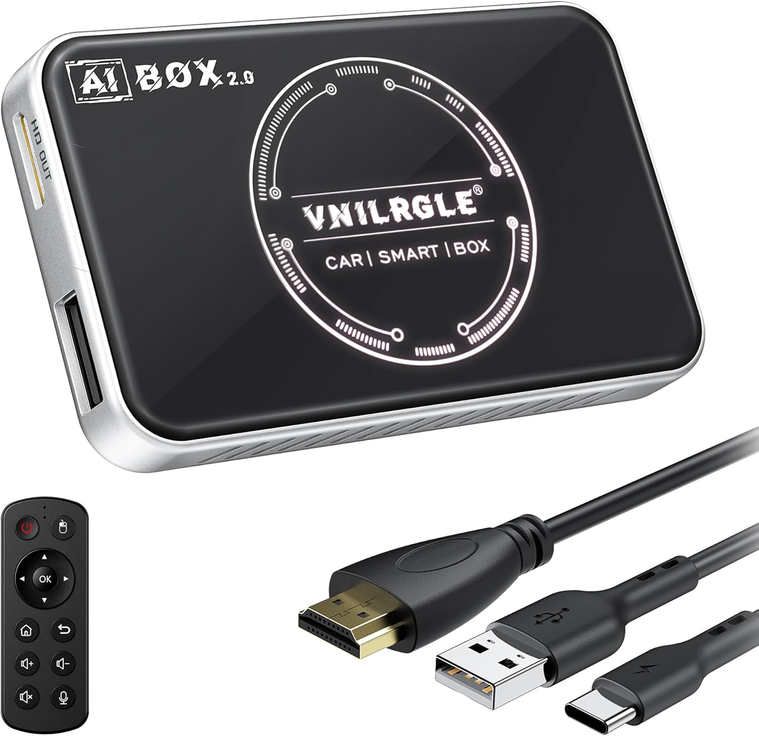 4-in-1 Wireless CarPlay Adapter & Android Car Wireless Adapter, Compatible with Streaming Services Like Netflix and YouTube, Split-Screen and Mirroring Functions(Silver)