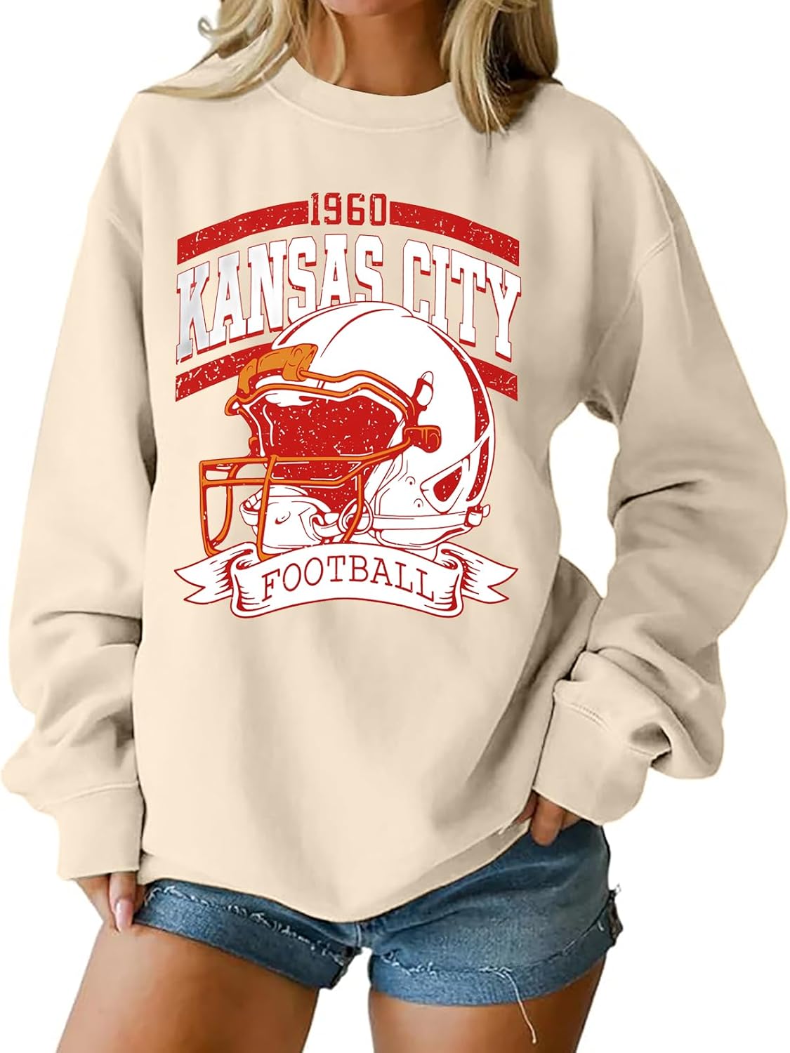 MOUSYA Football Season Sweatshirt Women Game Day Sweatshirt Sunday Funday Pullover Tops