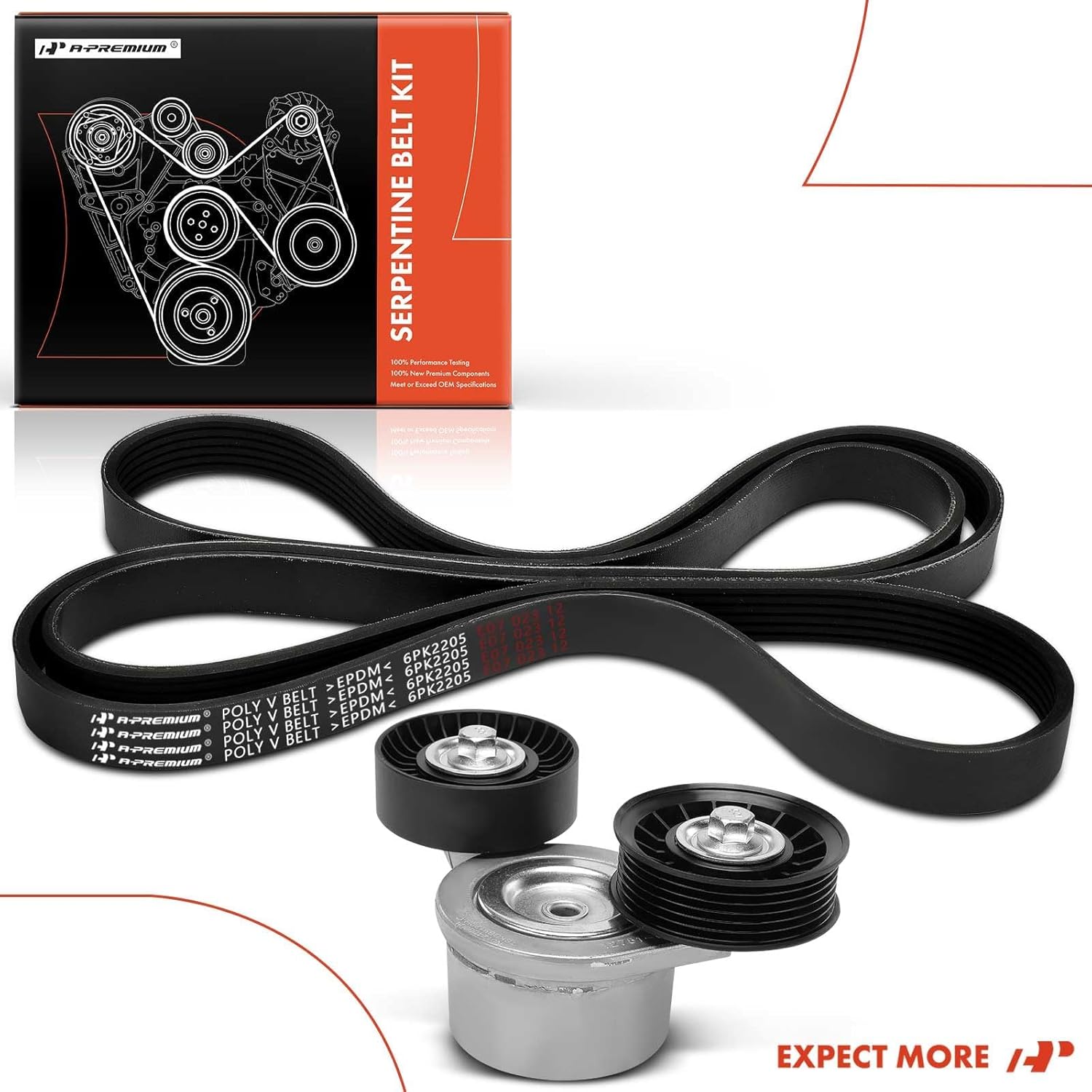 A-Premium Engine Serpentine Belt Drive Kit with Tensioner Compatible with Ram & Jeep & Dodge & Chrysler Cars - 1500 2013, KJ Series Liberty 2007-2008, Nitro 2007-2009, Aspen 2007-3.7L 4.7L