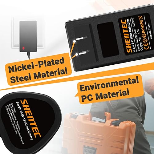 Miniatura 6 de Shentec Cargador de batería de iones de litio de 12 V compatible con Dremel 12V 8200 8220 8300 8240 8250 8260 B812-01 B812-02 B812-03 B814-01