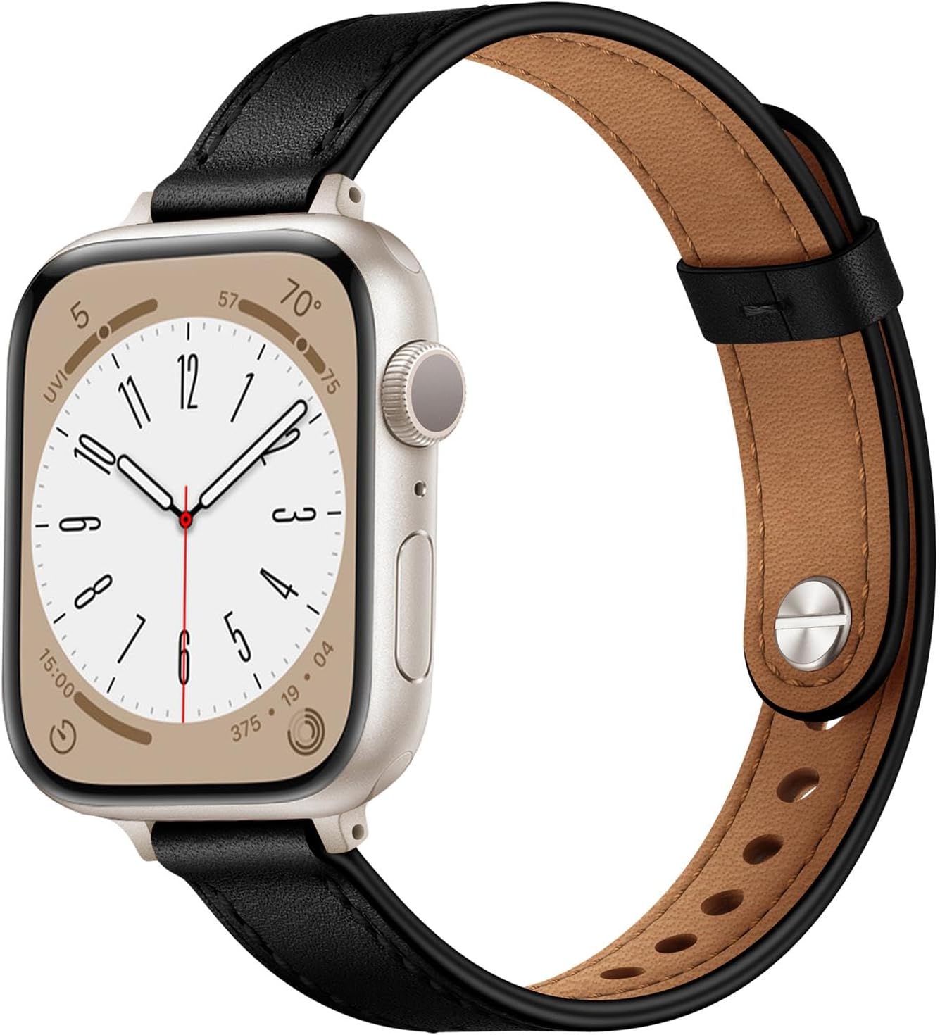 OUHENG Slim Band Compatible with Apple Watch Band 41mm 40mm 38mm 49mm 45mm 44mm 42mm, Women Genuine Leather Band Replacement Thin Strap for iWatch Ultra 2/1 SE2 SE Series 9 8 7 6 5 4 3 2 1