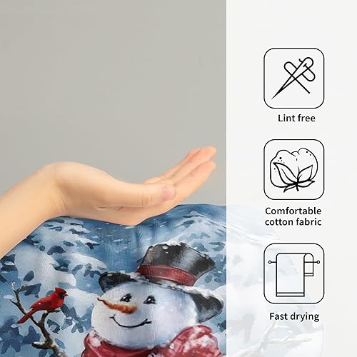 Miniatura 4 de Juego de 2 toallas de mano de muñeco de nieve azul, toallas de cocina suaves y absorbentes, toallas decorativas para invitados, gimnasio, spa